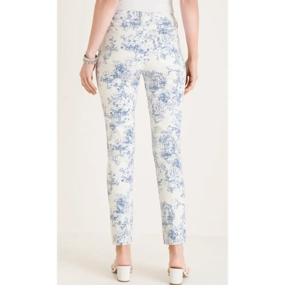 Chico's Women's Floral So Slimming Girlfriend Slim Leg Ankle Pant Size 14R - Picture 2 of 7